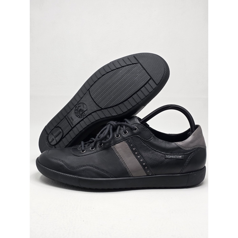 Mephisto Bonito Sneakers Mens Size 8 Leather Black & Tan Walking Casual Comfort